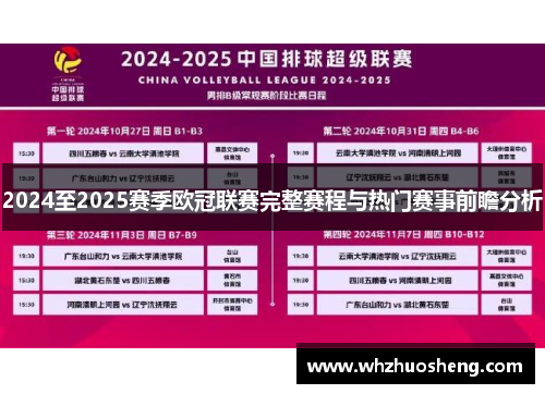 2024至2025赛季欧冠联赛完整赛程与热门赛事前瞻分析